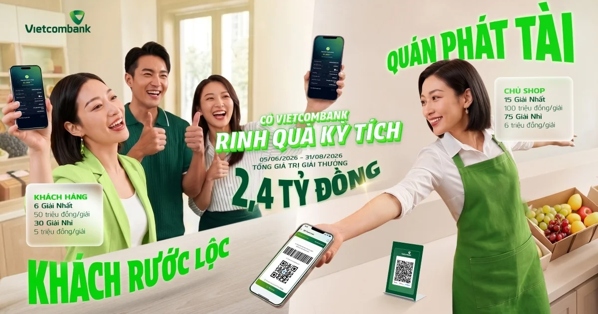 Vietcombank khuyến mại 2,4 tỷ đồng cho hộ kinh doanh: Chiến lược thúc đẩy thanh toán số và tín hiệu dòng tiền bán lẻ