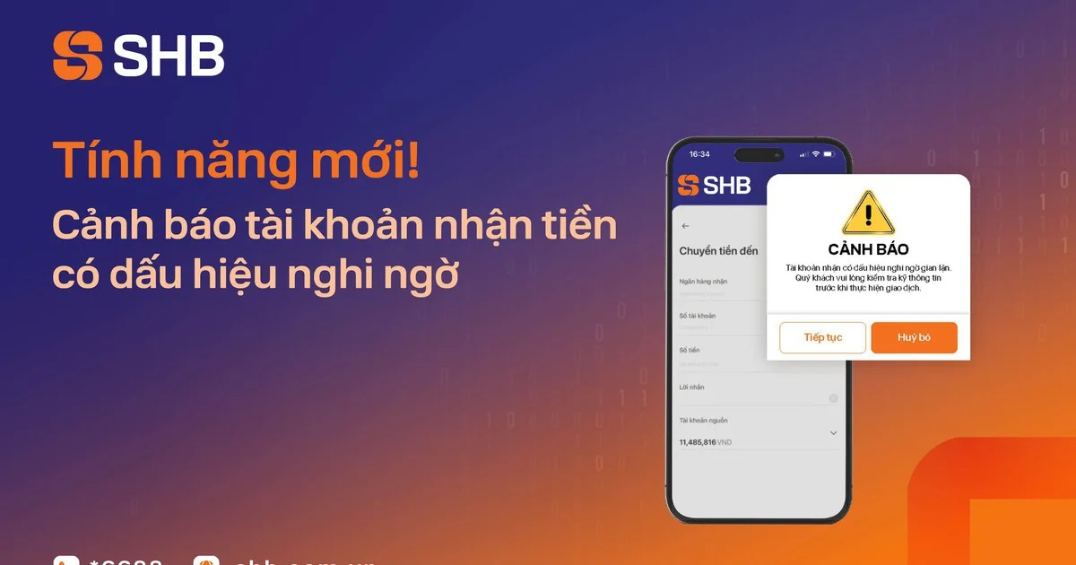 SHB triển khai tính năng cảnh báo tài khoản nghi lừa đảo trước khi chuyển tiền